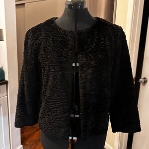 Banana Republic Black faux fur mongolian cropped  jacket Size M